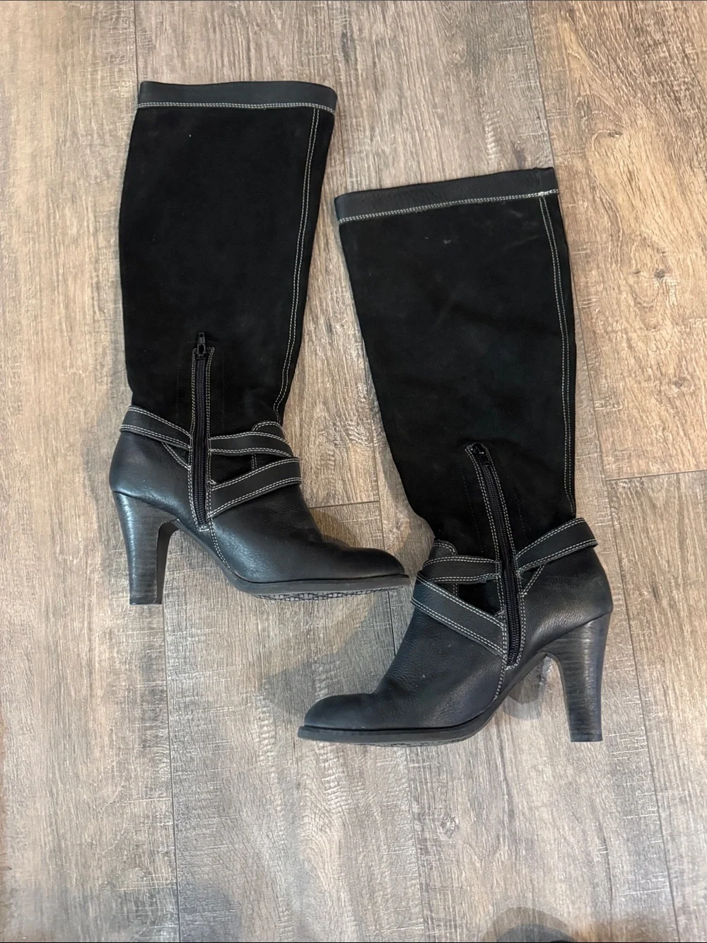 Relativity Black Over-the-Knee Buckle Strap Boots